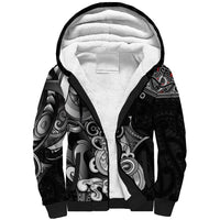 Personalised New Zealand Potae Pango Cricket Sherpa Hoodie Special Maori Hei Tiki Tribal Tattoo