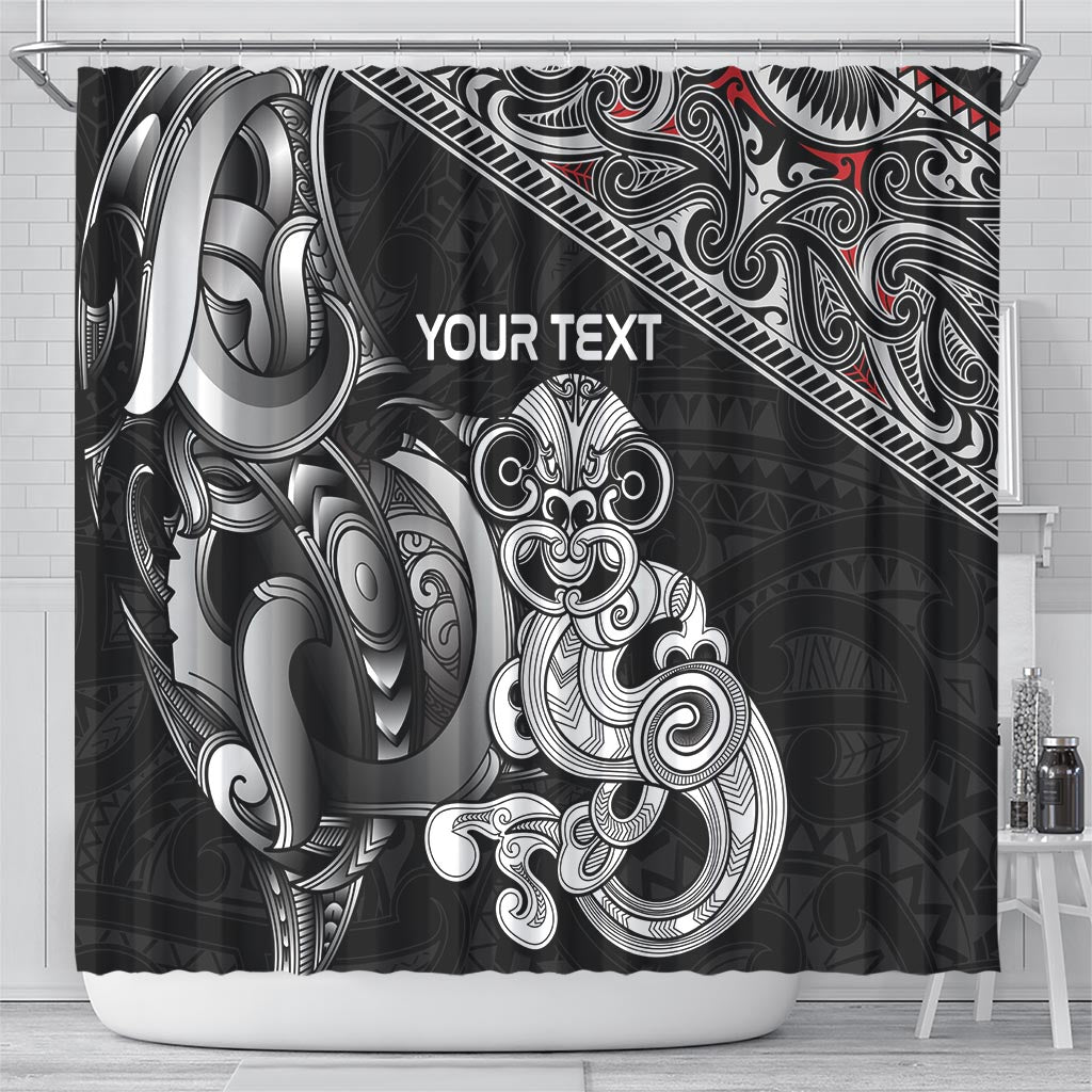 Personalised New Zealand Potae Pango Cricket Shower Curtain Special Maori Hei Tiki Tribal Tattoo LT9 - Polynesian Pride