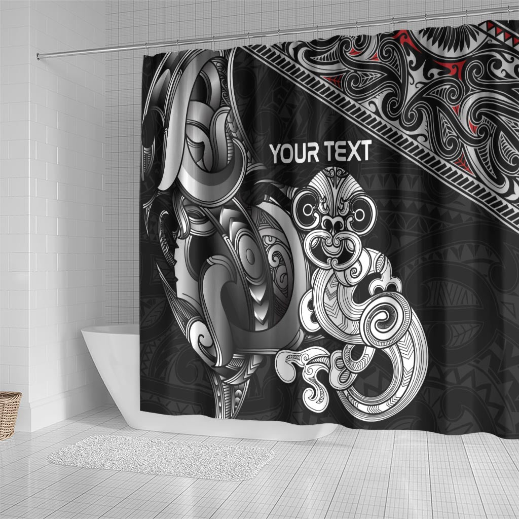 Personalised New Zealand Potae Pango Cricket Shower Curtain Special Maori Hei Tiki Tribal Tattoo LT9 - Polynesian Pride
