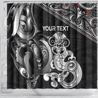 Personalised New Zealand Potae Pango Cricket Shower Curtain Special Maori Hei Tiki Tribal Tattoo LT9 - Polynesian Pride