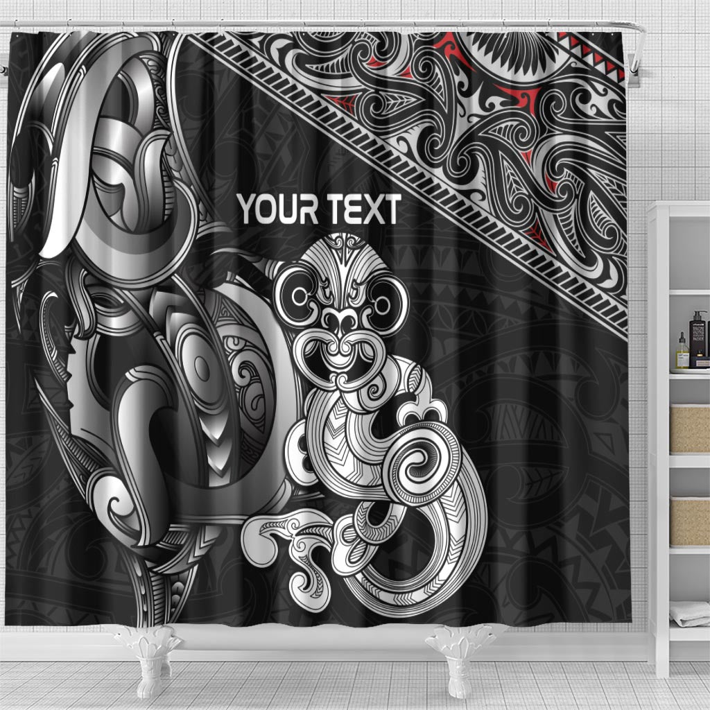 Personalised New Zealand Potae Pango Cricket Shower Curtain Special Maori Hei Tiki Tribal Tattoo LT9 - Polynesian Pride