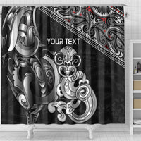 Personalised New Zealand Potae Pango Cricket Shower Curtain Special Maori Hei Tiki Tribal Tattoo LT9 - Polynesian Pride