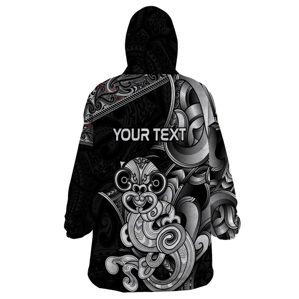Personalised New Zealand Potae Pango Cricket Wearable Blanket Hoodie Special Maori Hei Tiki Tribal Tattoo