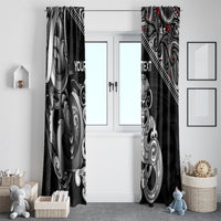 Personalised New Zealand Potae Pango Cricket Window Curtain Special Maori Hei Tiki Tribal Tattoo