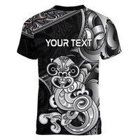 Personalised New Zealand Potae Pango Cricket Women V-Neck T-Shirt Special Maori Hei Tiki Tribal Tattoo LT9 - Polynesian Pride