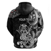 Personalised New Zealand Potae Pango Cricket Zip Hoodie Special Maori Hei Tiki Tribal Tattoo