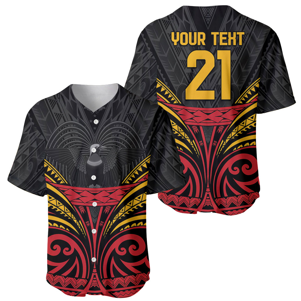 Custom Papua New Guinea Cricket Baseball Jersey PNG Emblem Mix Polyneisan Pattern