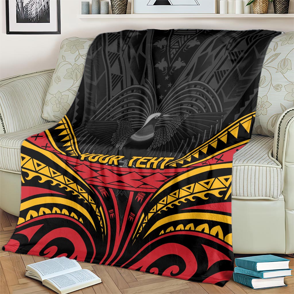 Custom Papua New Guinea Cricket Blanket PNG Emblem Mix Polyneisan Pattern