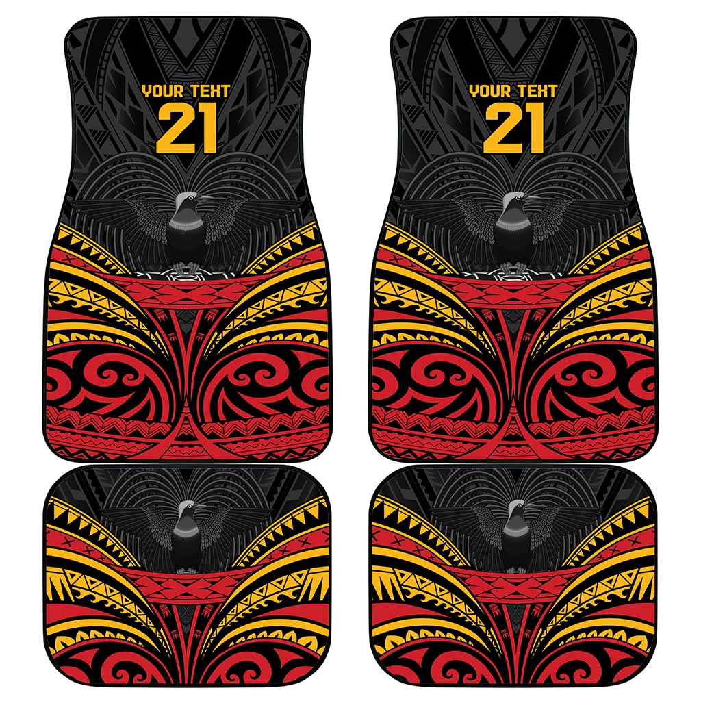 Custom Papua New Guinea Cricket Car Mats PNG Emblem Mix Polyneisan Pattern