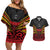 Custom Papua New Guinea Cricket Couples Matching Off Shoulder Short Dress and Hawaiian Shirt PNG Emblem Mix Polyneisan Pattern