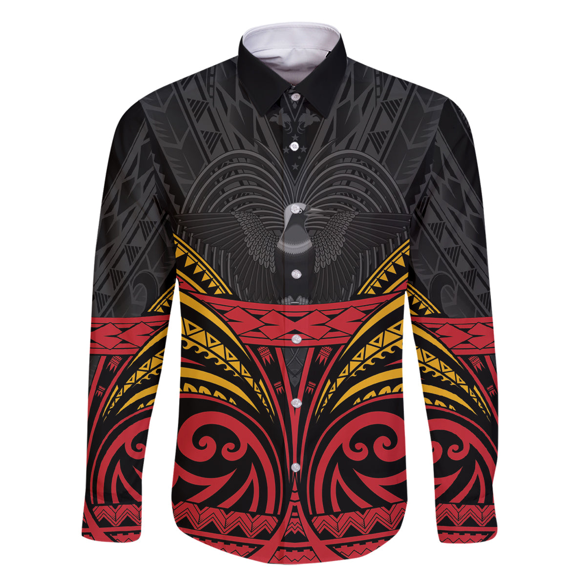 Custom Papua New Guinea Cricket Family Matching Long Sleeve Bodycon Dress and Hawaiian Shirt PNG Emblem Mix Polyneisan Pattern