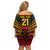 Custom Papua New Guinea Cricket Family Matching Off Shoulder Short Dress and Hawaiian Shirt PNG Emblem Mix Polyneisan Pattern