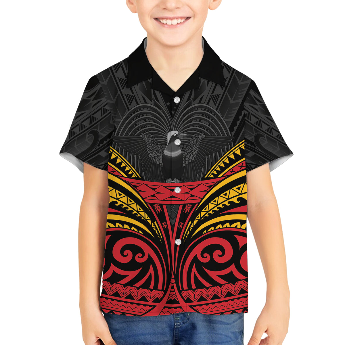 Custom Papua New Guinea Cricket Family Matching Puletasi and Hawaiian Shirt PNG Emblem Mix Polyneisan Pattern