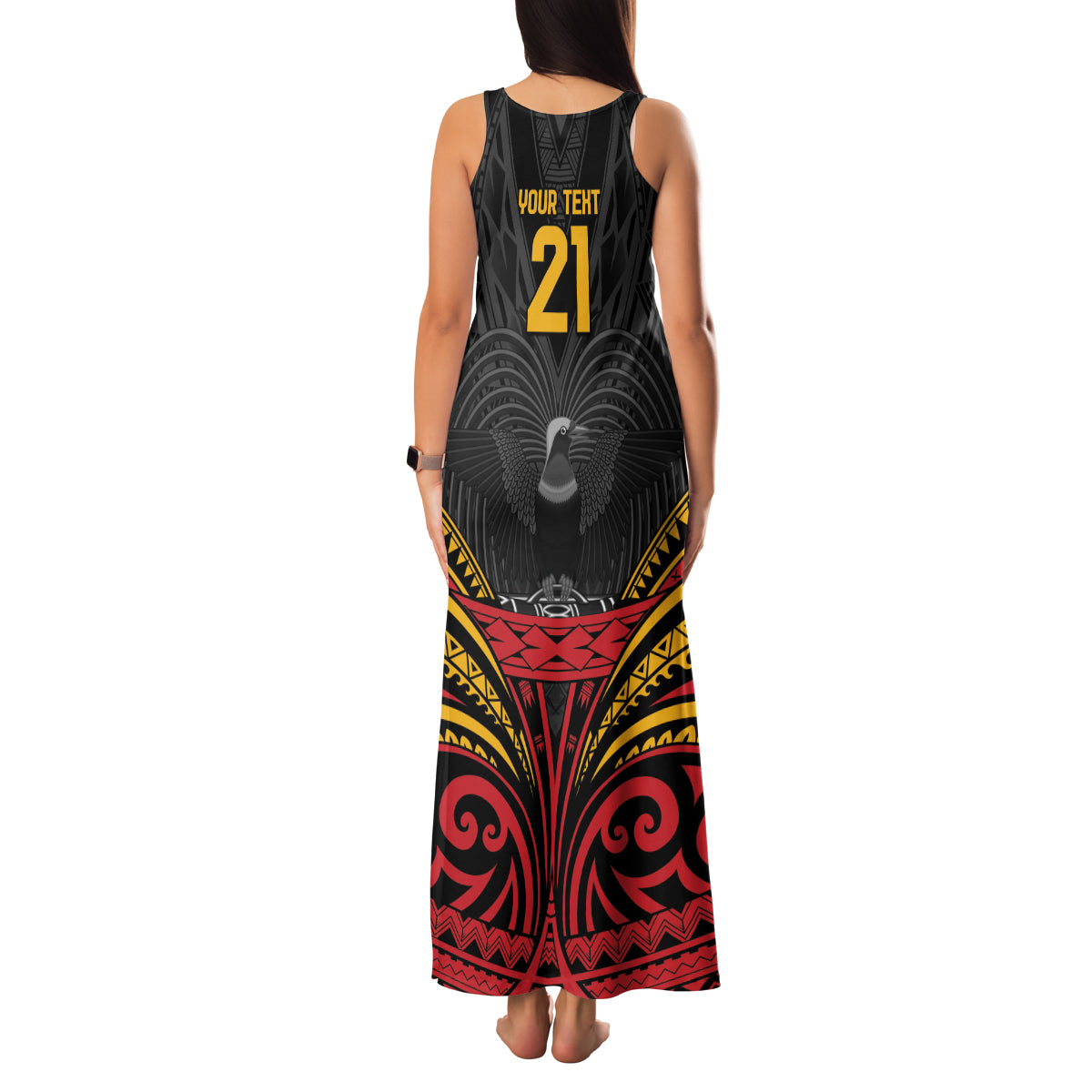 Custom Papua New Guinea Cricket Family Matching Tank Maxi Dress and Hawaiian Shirt PNG Emblem Mix Polyneisan Pattern