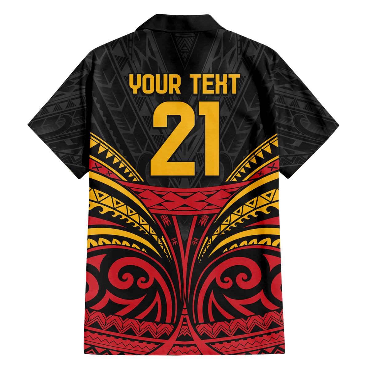 Custom Papua New Guinea Cricket Hawaiian Shirt PNG Emblem Mix Polyneisan Pattern