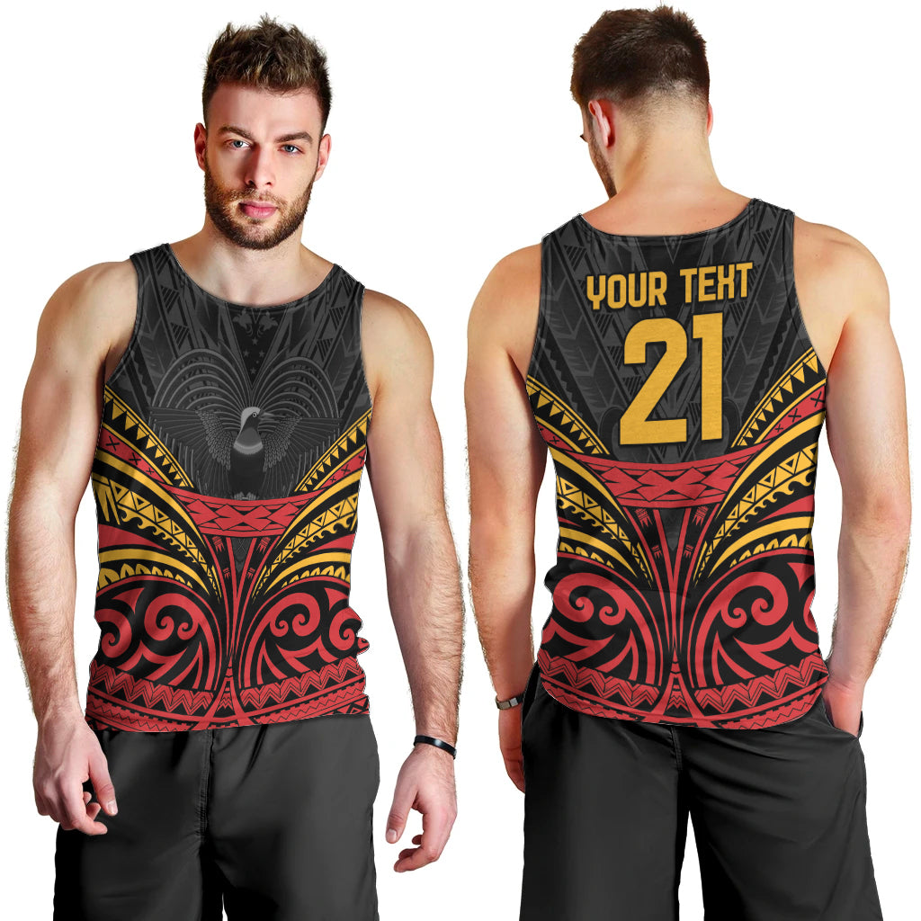 Custom Papua New Guinea Cricket Men Tank Top PNG Emblem Mix Polyneisan Pattern
