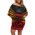 Custom Papua New Guinea Cricket Off Shoulder Short Dress PNG Emblem Mix Polyneisan Pattern