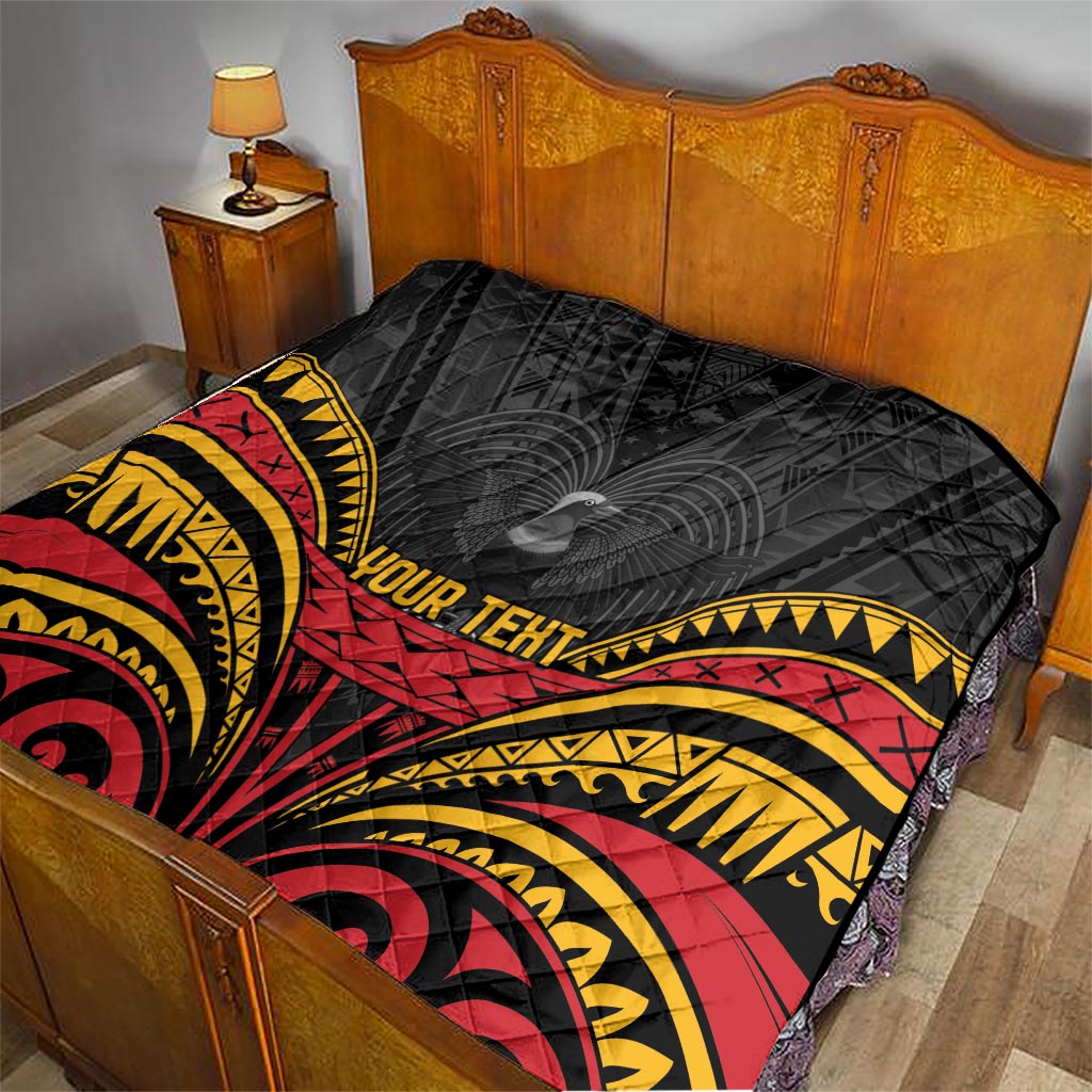 Custom Papua New Guinea Cricket Quilt PNG Emblem Mix Polyneisan Pattern