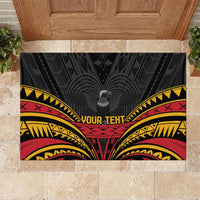 Custom Papua New Guinea Cricket Rubber Doormat PNG Emblem Mix Polyneisan Pattern