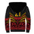 Custom Papua New Guinea Cricket Sherpa Hoodie PNG Emblem Mix Polyneisan Pattern