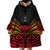 Custom Papua New Guinea Cricket Wearable Blanket Hoodie PNG Emblem Mix Polyneisan Pattern