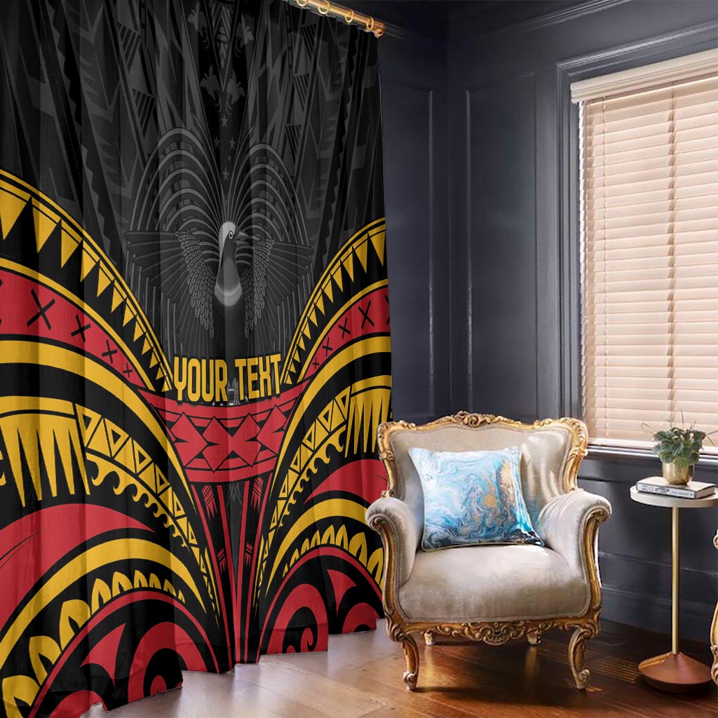 Custom Papua New Guinea Cricket Window Curtain PNG Emblem Mix Polyneisan Pattern