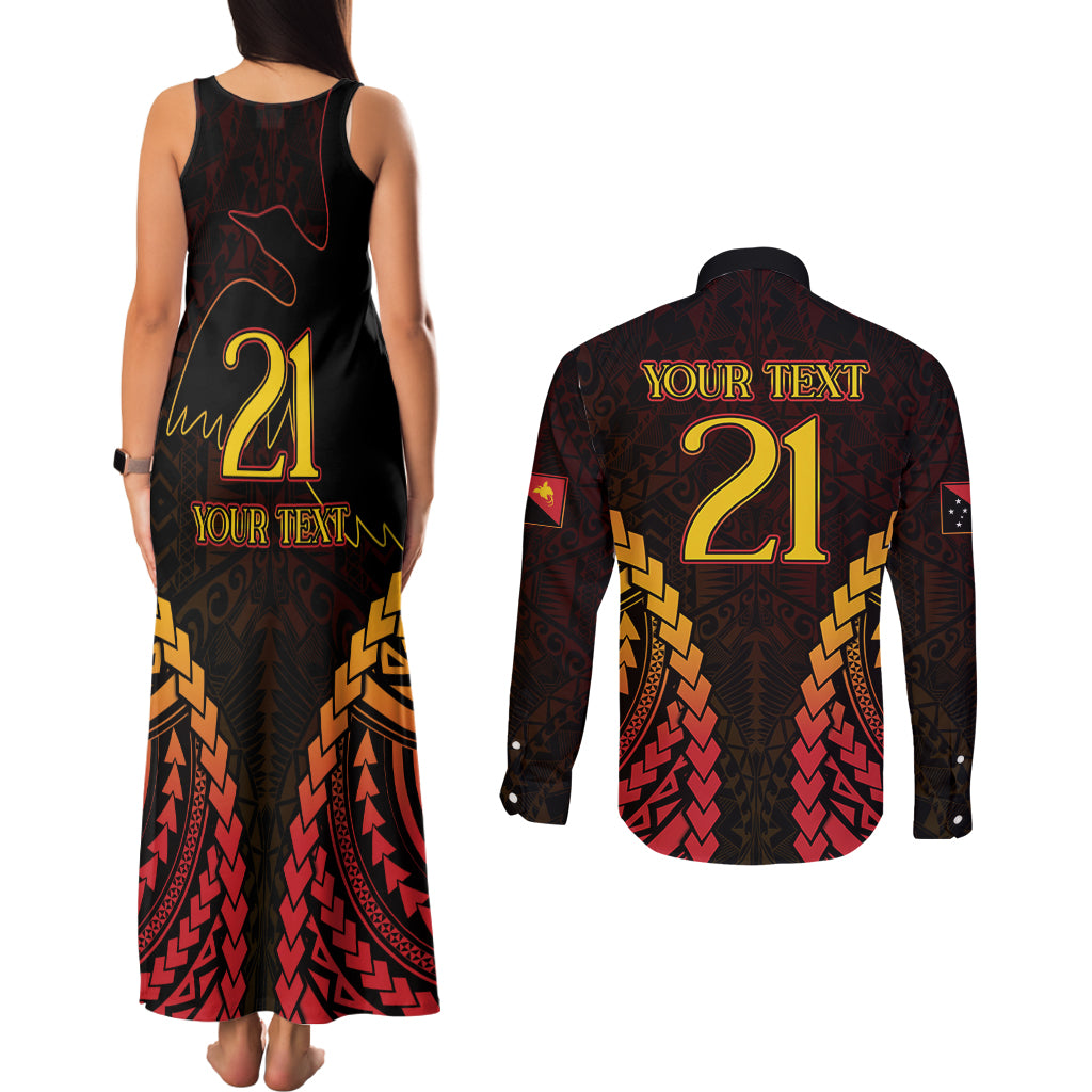 Custom Papua New Guinea Cricket Couples Matching Tank Maxi Dress and Long Sleeve Button Shirt Go Barramundis