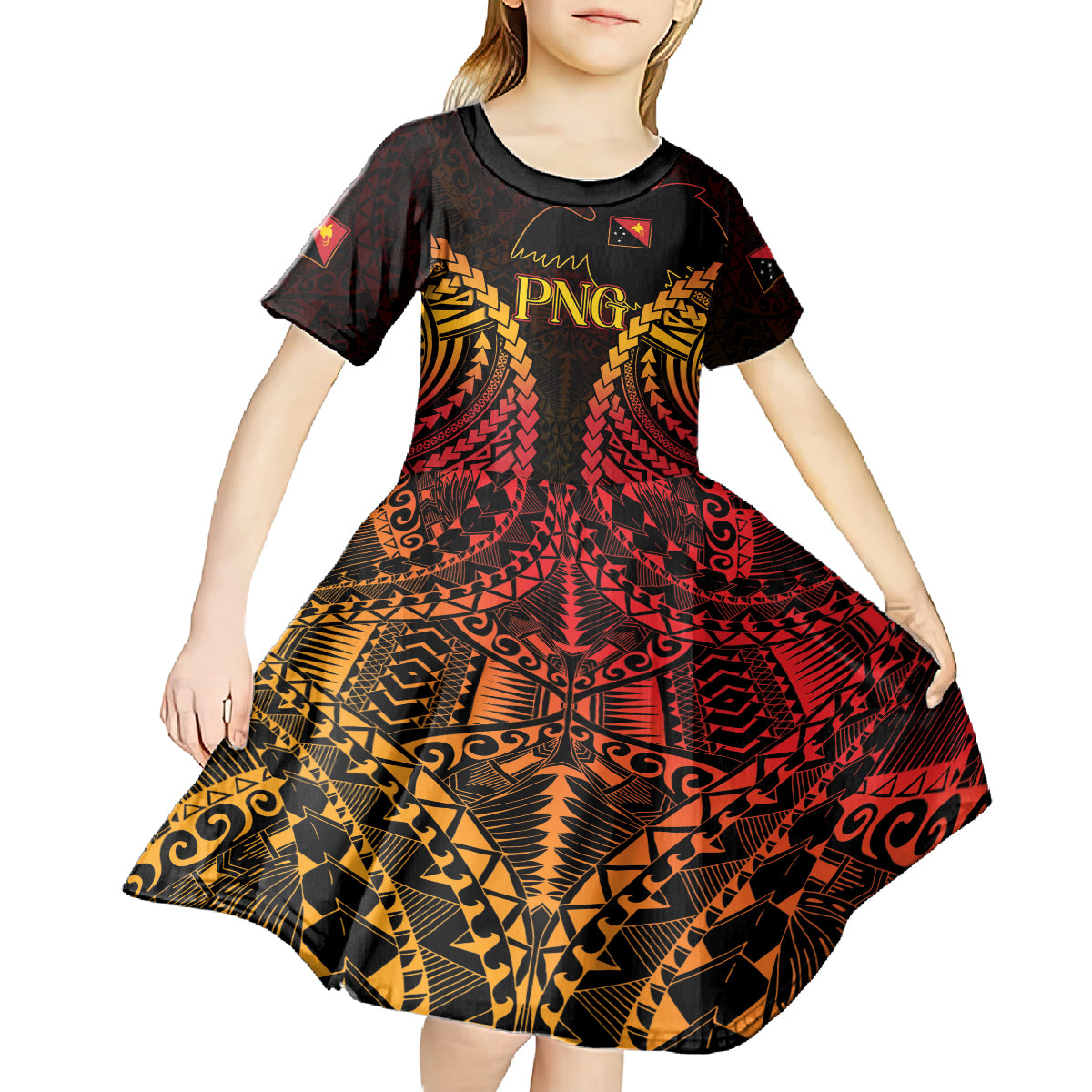 Custom Papua New Guinea Cricket Kid Short Sleeve Dress Go Barramundis