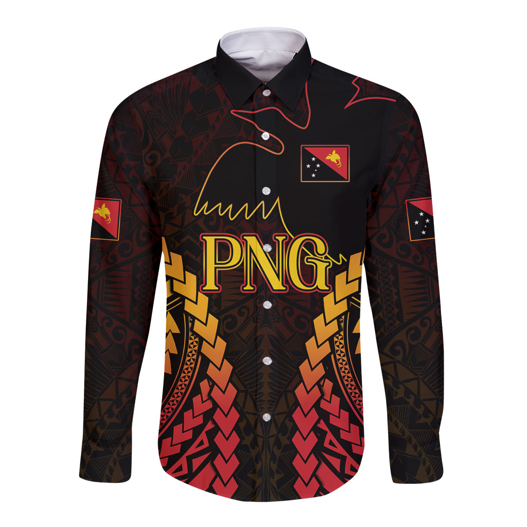 Custom Papua New Guinea Cricket Long Sleeve Button Shirt Go Barramundis