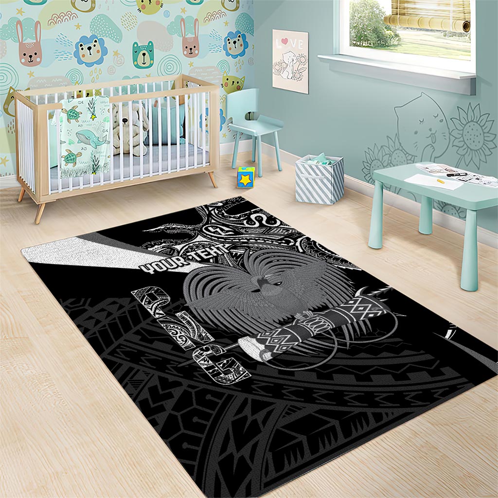 Custom Papua New Guinea Cricket Area Rug Tribal Bird of Paradise Tattoo