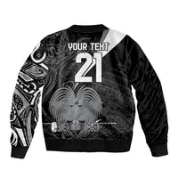 Custom Papua New Guinea Cricket Bomber Jacket Tribal Bird of Paradise Tattoo