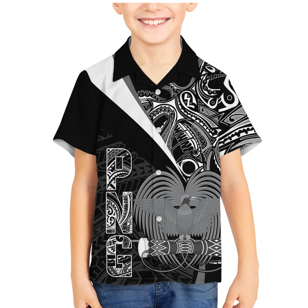 Custom Papua New Guinea Cricket Family Matching Mermaid Dress and Hawaiian Shirt Tribal Bird of Paradise Tattoo