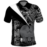 Custom Papua New Guinea Cricket Polo Shirt Tribal Bird of Paradise Tattoo