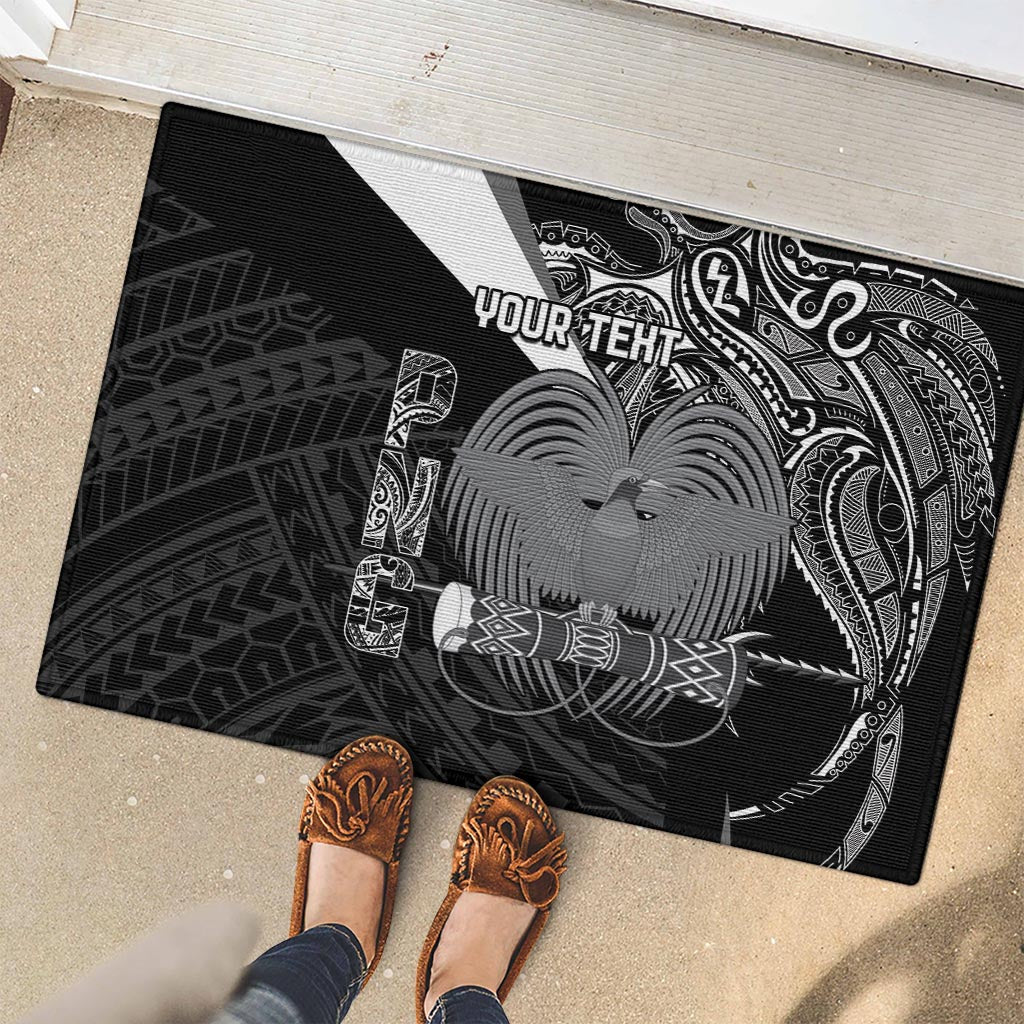 Custom Papua New Guinea Cricket Rubber Doormat Tribal Bird of Paradise Tattoo