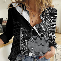 Custom Papua New Guinea Cricket Women Casual Shirt Tribal Bird of Paradise Tattoo