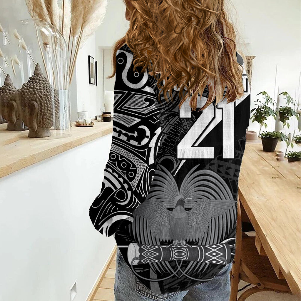 Custom Papua New Guinea Cricket Women Casual Shirt Tribal Bird of Paradise Tattoo