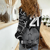 Custom Papua New Guinea Cricket Women Casual Shirt Tribal Bird of Paradise Tattoo