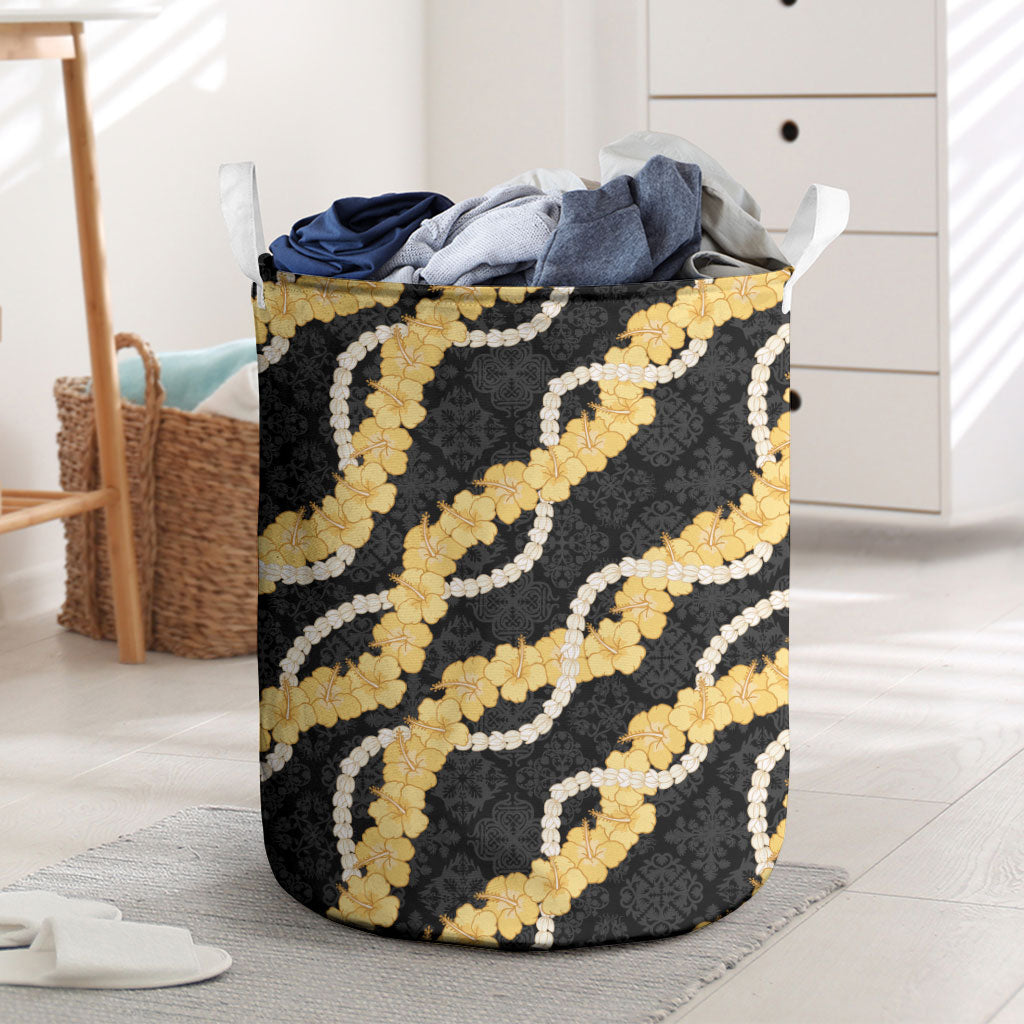 Aloha Melemele Hibiscus Pikake Lei Laundry Basket Hawaiian Quilt Pattern