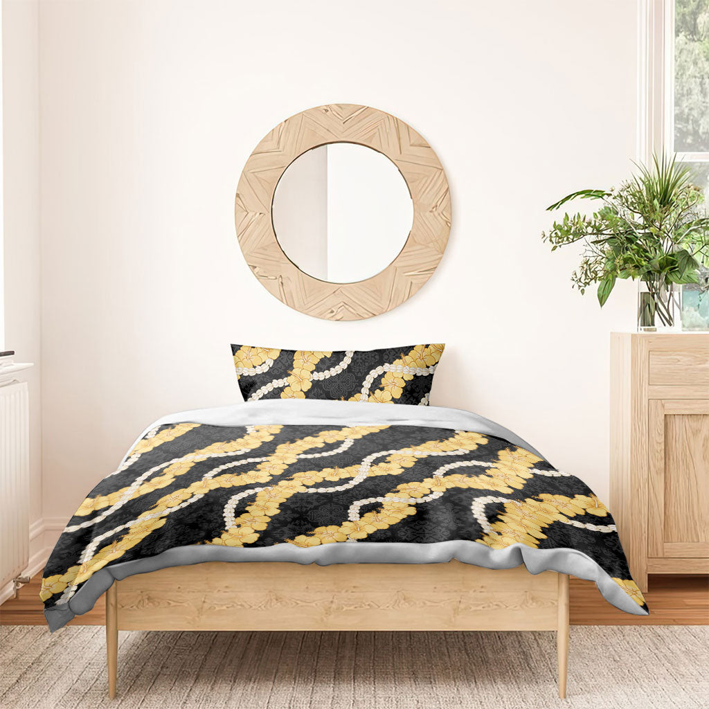 Aloha Melemele Hibiscus Pikake Lei Bedding Set Hawaiian Quilt Pattern