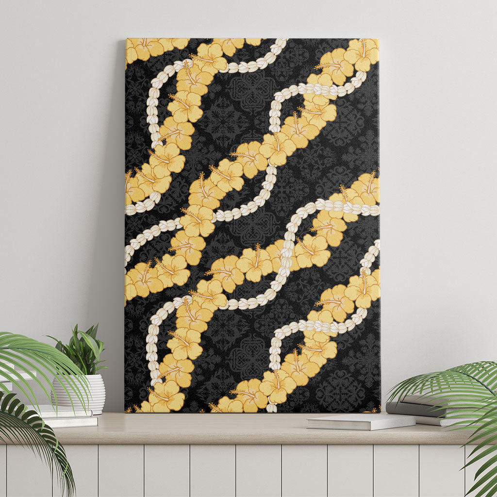 Aloha Melemele Hibiscus Pikake Lei Canvas Wall Art Hawaiian Quilt Pattern
