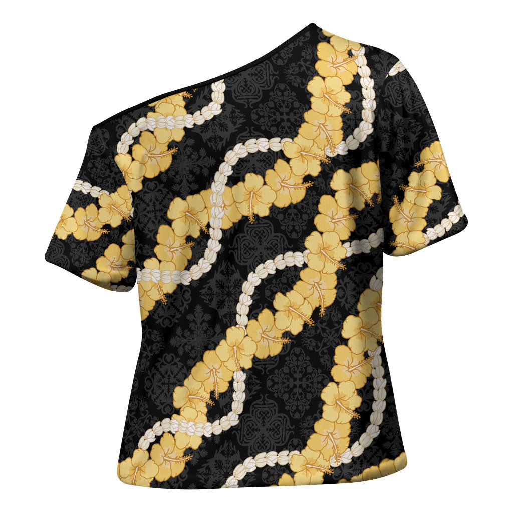 Aloha Melemele Hibiscus Pikake Lei Cross Shoulder Shirt Hawaiian Quilt Pattern