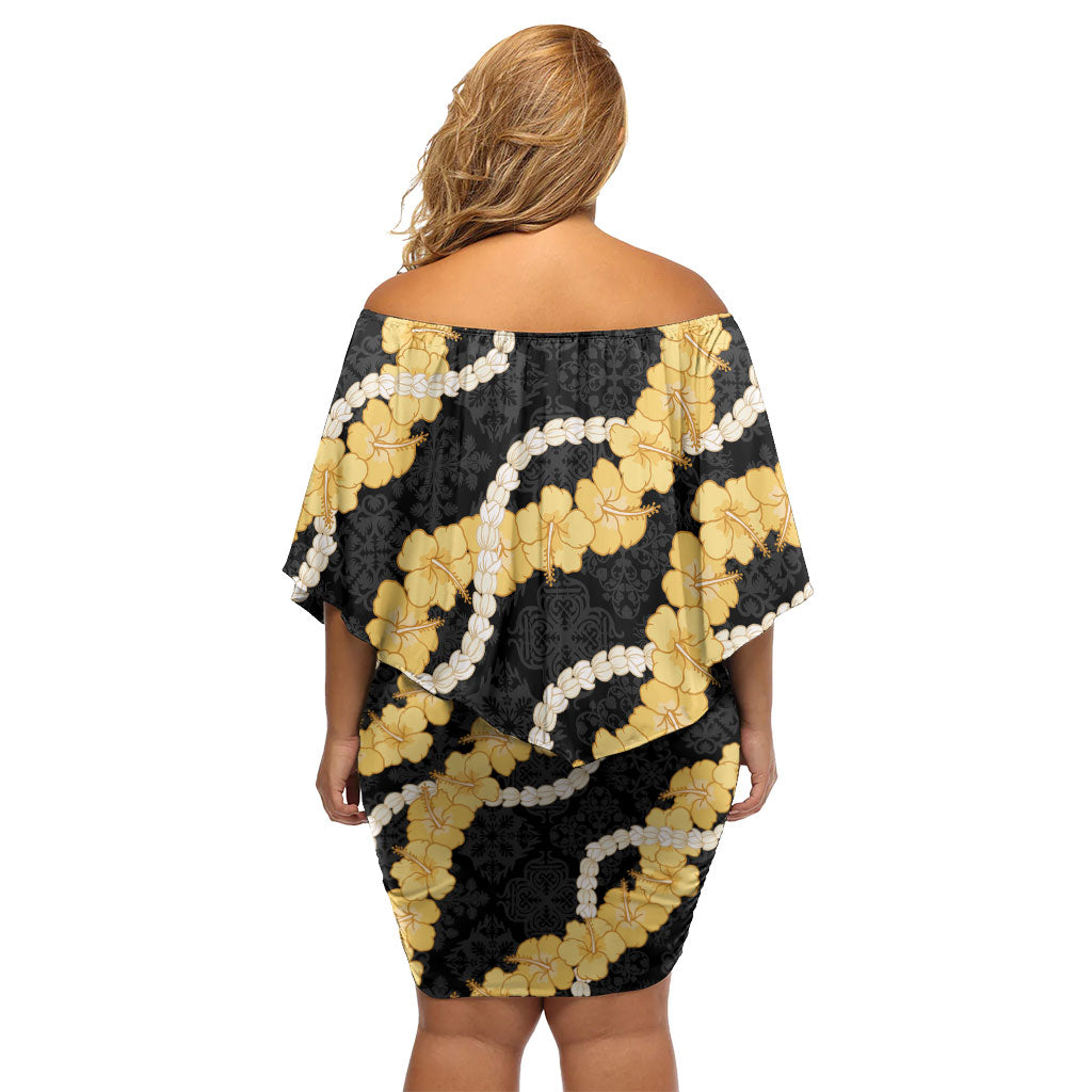 Aloha Melemele Hibiscus Pikake Lei Family Matching Off Shoulder Short Dress and Hawaiian Shirt Hawaiian Quilt Pattern