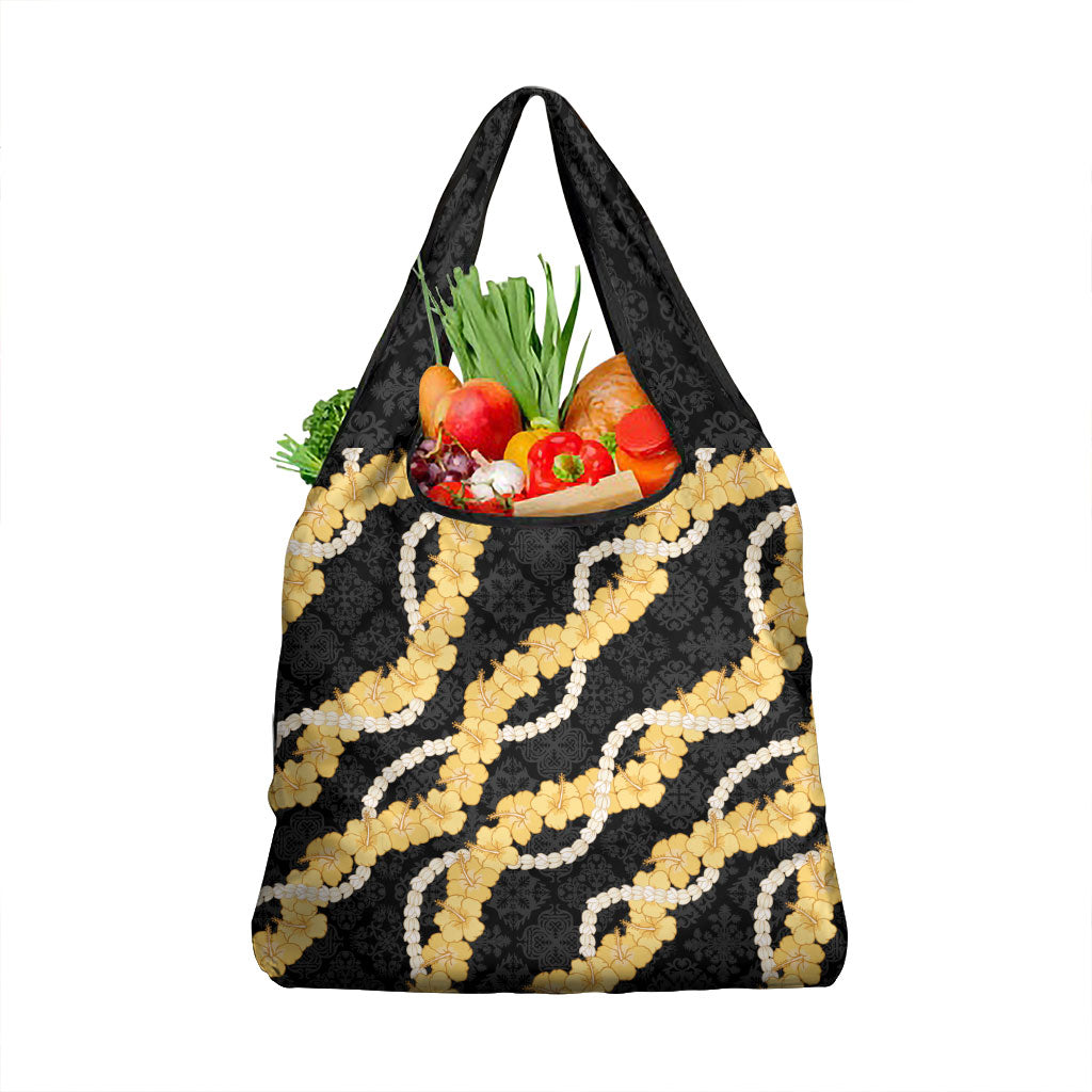 Aloha Melemele Hibiscus Pikake Lei Grocery Bag Hawaiian Quilt Pattern