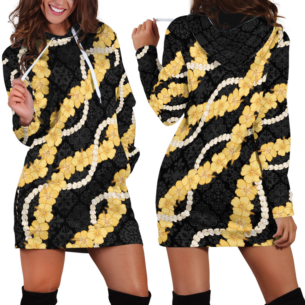Aloha Melemele Hibiscus Pikake Lei Hoodie Dress Hawaiian Quilt Pattern
