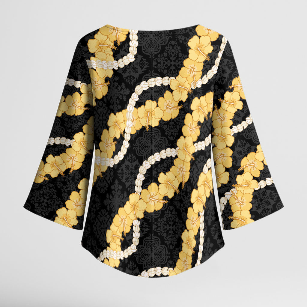 Aloha Melemele Hibiscus Pikake Lei Kimono Sleeve Blouse Hawaiian Quilt Pattern