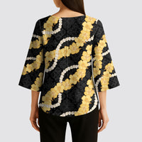 Aloha Melemele Hibiscus Pikake Lei Kimono Sleeve Blouse Hawaiian Quilt Pattern