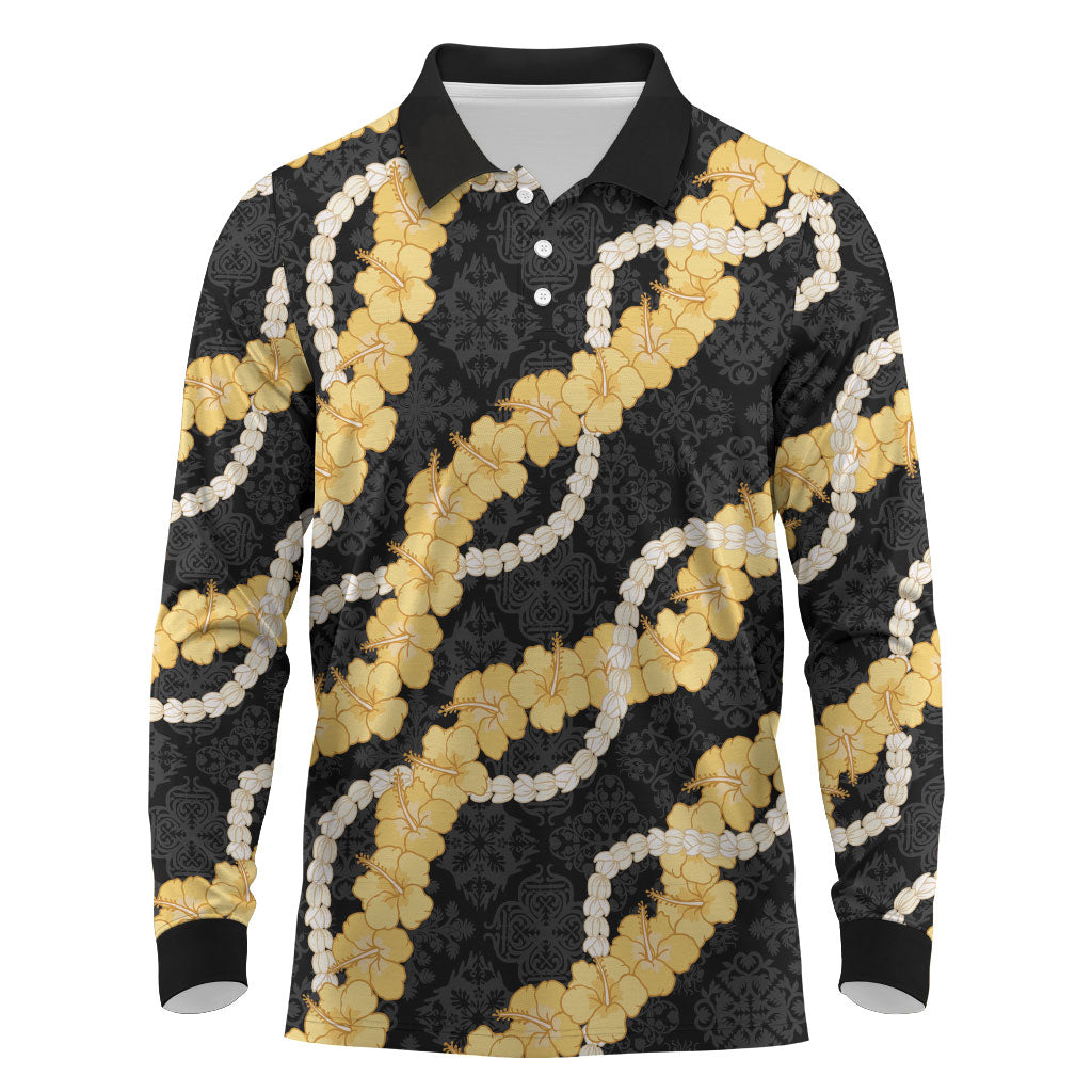 Aloha Melemele Hibiscus Pikake Lei Long Sleeve Polo Shirt Hawaiian Quilt Pattern