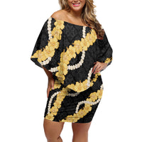 Aloha Melemele Hibiscus Pikake Lei Off Shoulder Short Dress Hawaiian Quilt Pattern