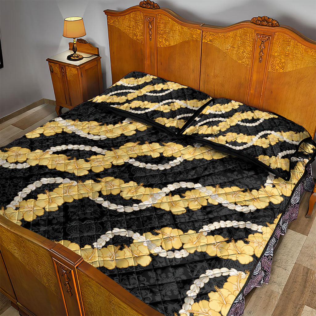 Aloha Melemele Hibiscus Pikake Lei Quilt Bed Set Hawaiian Quilt Pattern