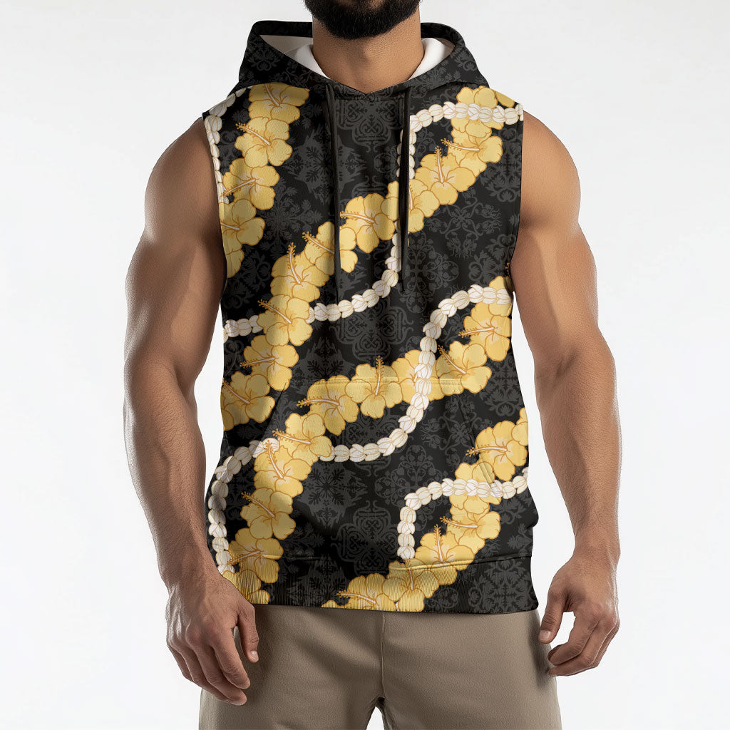 Aloha Melemele Hibiscus Pikake Lei Sleeveless Hoodie Hawaiian Quilt Pattern